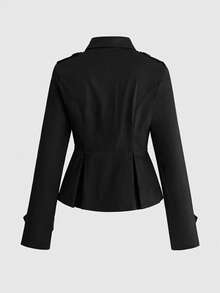 ROMWE Goth Knight Slim Fit A-Line Big Button Design Women's Shirt - Black - View 2