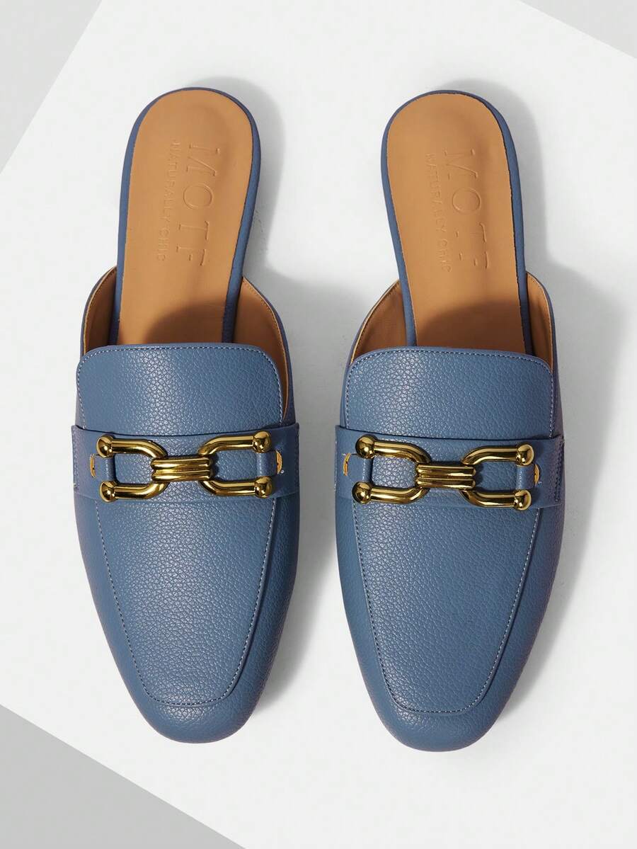 MOTF PREMIUM CASUAL COMFORTABLE METALLIC DETAIL FLATS, FOR NEW YEAR HOLIDAY, SPRING SHOES SPRING BREAK EASTER FALL SHOES - Blue - View 2