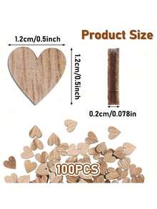 100Pcs Mini Wooden Hearts 12mm Natural Wood Craft Hearts For Wedding Birthday Christmas Table Confetti DIY Decoration - multicolor - View 3