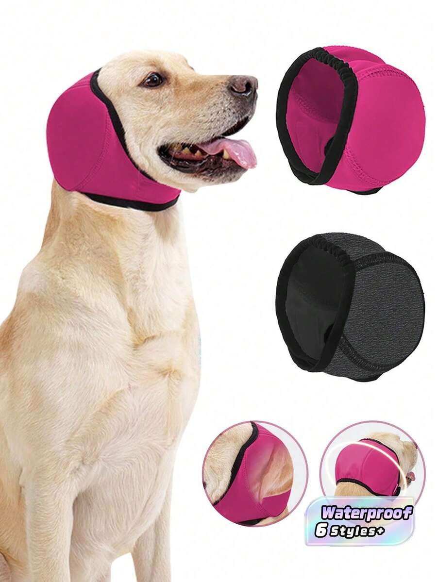 New Dog Calming Hood, Anti‑Scare, Thunder‑Proof & Waterproof, Hook‑And‑Loop Design, Summer Swimming Waterproof Ear Cover - Multicolor - View 1