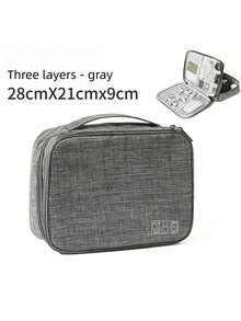 1PC Double/Triple Layer Cable Organizer Bag Power Box Charging Cord Travel Digital Accessories Storage Pouch Electronics Case For Adults - Multicolor - View 12