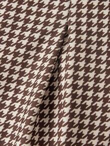 SHEIN MOD Plus Size Autumn/Winter Houndstooth Pleated Wide Leg Pants, Casual Collegiate Style, Daily Commute Outfit, Old Money Aesthetic, Modern Chic - Brown - View 4
