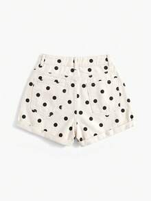 SHEIN EZwear 女款波點圖案口袋磨損牛仔短褲 - 彩色 - 查看 2