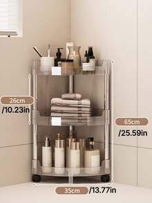 1pc Bathroom Multifunctional Shelf, Transparent Corner Floor Stand For Toilet/Washroom/Bathroom, Triangle Storage Rack, Gap-Saving Multi-Layer Kitchen Organizer. - Multicolor - View 9