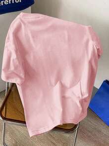 Daypath Camiseta de manga corta con letras en relieve rosa talla grande - Rosa - Ver 3