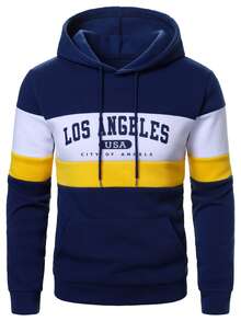 Manfinity Homme Men's Letter Print Drawstring Hooded Casual Everyday Long Sleeve Sweatshirt - Multicolor - View 4