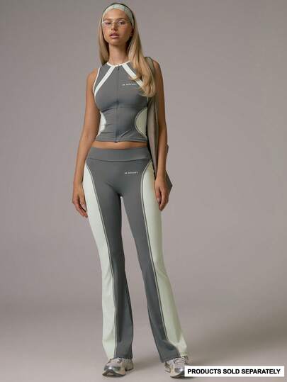 Musera Sport Contrast Colour Blocked Side Detail Flared Active Coord Leggings Gym Pilates Daily Running