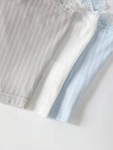 Lullawish 3 件套女士甜美纯色蕾丝蝴蝶结睡衣套装休闲套装 - 彩色 - 查看 7