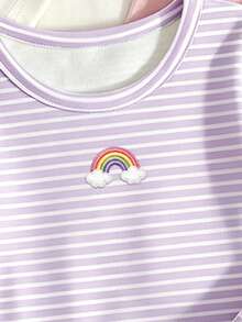 3PCS Baby Girls Bow Printed Flutter Sleeves Tops - Multicolor - View 4