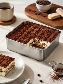 Stainless Steel Baking Tray Oven Bakeware, Cake Mold, Tiramisu Pan With Lid, Steamed Cake Baking & Serving Tray, Stackable Snack Container, Stainless Steel Bento Box, Stackable Food Storage Box, For Nuts, Fruits, Picnic, Camping, Kitchen & Party - Multicolor - View 10