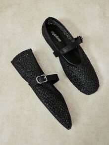 Styleloop Ladies, Willow Nails, Buckles, Flat Shoes. - Black - View 11