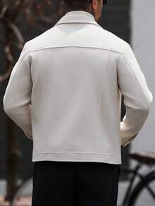Manfinity CasualCool 男士卡其色翻領拉鍊休閒大衣 - 卡其色 - 查看 2