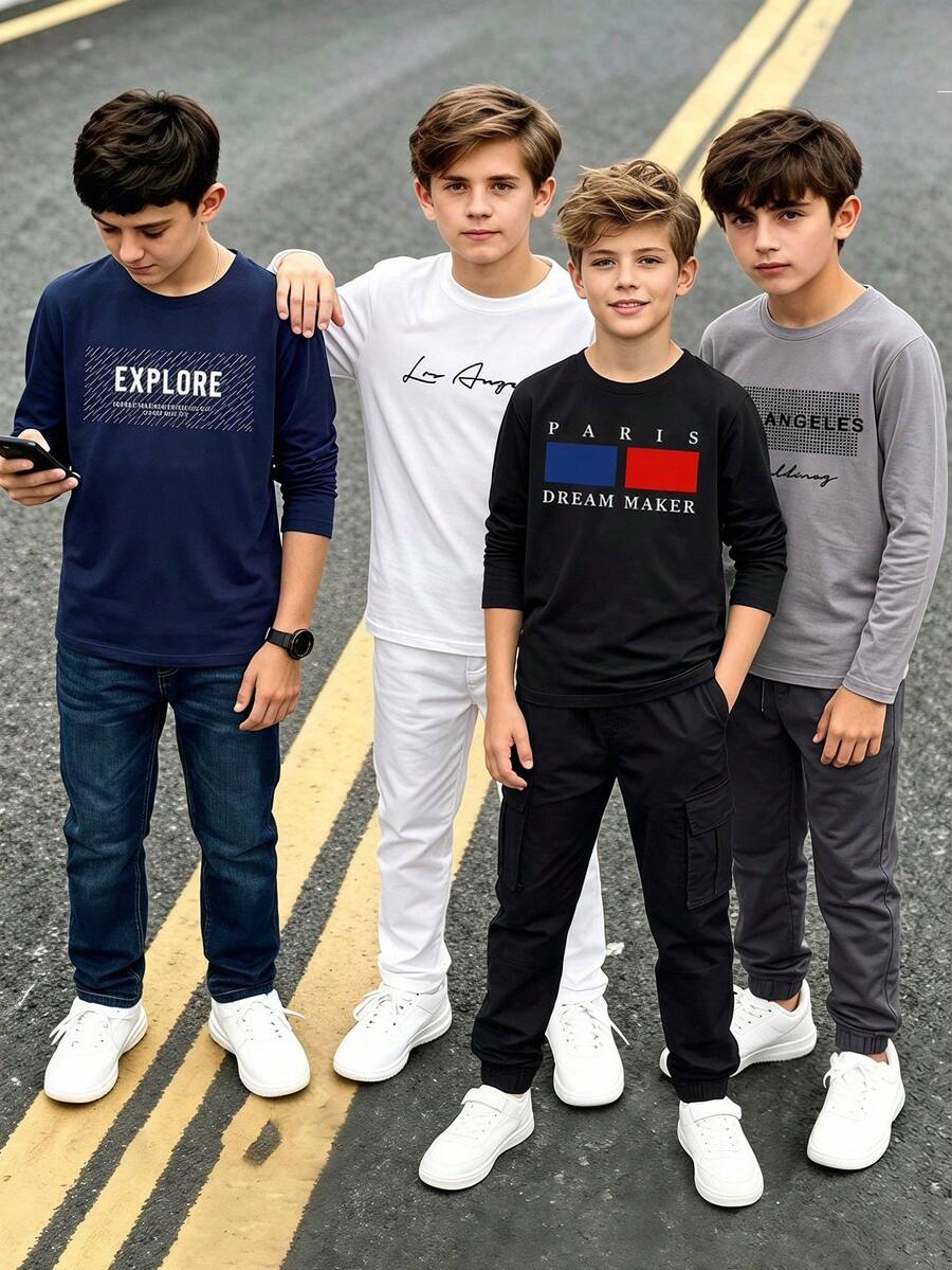4 piezas de camisetas para niños preadolescentes - Multicolor - Ver 1