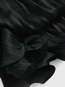 Sweetness Romantic Chiffon Halter Neck Lace Patchwork Lightweight Ruffle Hem Women's Mini Dress - Black - View 4