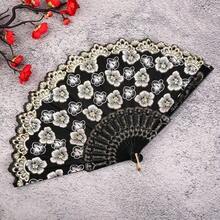 White Cherry Blossom Hand Fan With Gold Foil Print, Suitable For Home Use - multicolor - View 11