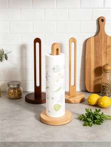1pc Wooden Desktop Paper Towel Holder Dispenser Storage Rack For Kitchen Dining Table Multi Purpose Organizer For Cling Wrap Plastic Bags Rustic Farmhouse Home Decor Stocking Stuffers Christmas Gift Idea Must Haves - Multicolor - View 6