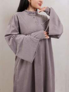 Veilorie Women's Solid Color Casual Daily Long Sleeve Sweatshirt - Purple - View 5