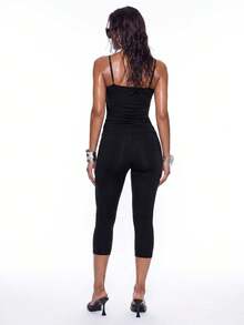 Oceva Women's Fashion U-Neck Backless Black Tank Top - Black - View 2