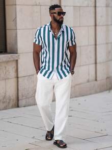 thenoahjr thenoahjr Kemeja Pria Blok Warna Striped - MultiWarna - View 5