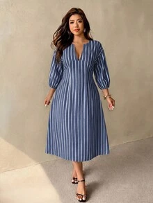 Auralis Plus Size Minimalist Elegant Light Blue Colorblock Beach Club Date Night Formal Rodeo Vacation Dress Summer - Blue - View 6
