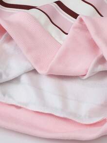 Tween Girl Striped Long Sleeve Hoodie And Pants Casual Set - Pink - View 4