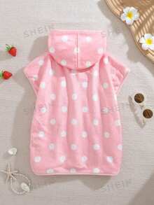 Cozy Pixies Newborn Hooded Short Sleeve Polka Dot Loose Strawberry Pattern Swimsuit - Multicolor - View 2