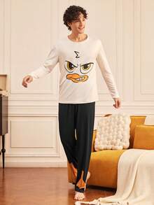 Provexi Provexi Funny Print Long Sleeve Long Pants Men's Pajama Set - Multicolor - View 4