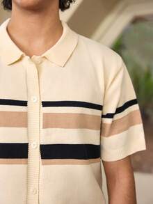 Whitmere Men's Slim Fit Short Sleeve Knit Cardigan, Casual Versatile Sweater For Commuting, Running, Fitness, Summer - Apricot - View 7