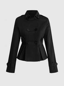 ROMWE Goth Knight Slim Fit A-Line Big Button Design Women's Shirt - Black - View 1