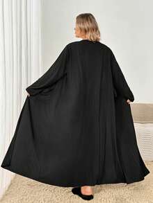 SHEIN CURVE+ Plus Size Women's Solid Color Casual Versatile Long Sleeve Jacket For Daily Wear Fall - Black - View 1