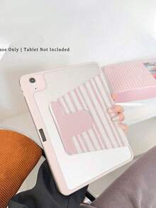Casing Tablet Motif Garis-Garis Merah Muda Croissant yang Lucu dengan Slot Pena, Penutup Penyangga Magnetik Multi-Sudut dengan Fungsi Tidur/Bangun Otomatis - MultiWarna - View 7