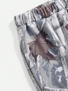 Tween Girl Knit Light Gray Loose Casual Versatile Drawstring Pocket Wide Leg Sweatpants - Multicolor - View 3