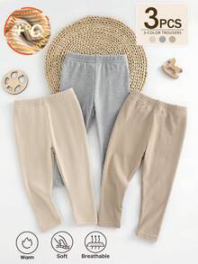 SHEIN Vintaside Kids 3件組 春/秋季 簡約休閒 嬰兒/幼兒男童 羅紋長褲 百搭三件套 - 彩色 - 查看 3