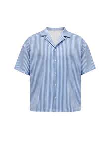 Resyla Men Men's Striped Minimalist Casual Long Sleeve Shirt - Blue - View 3