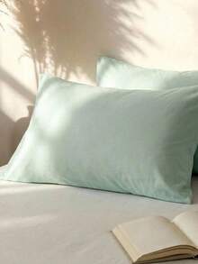 Cirelle 1pc Light Dusty Green Pillowcase, Soft Polyester Pillow Sham, Smooth Breathable Polyester Bedding Pillow Protector Case With Envelope Closure (No Insert) - gray-green - View 2