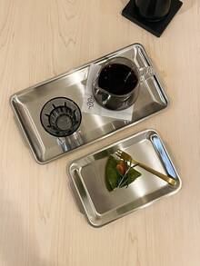 Haus Hana 1pc Rectangular Coffee Tray, 304 Stainless Steel Tray, Dessert & Snack Plate, BBQ Serving Plate, Custom Engraved Logo Available - Multicolor - View 1