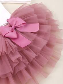 SHEIN 新生女孩摄影道具 女婴回家装 1 个月女婴连体衣道具 带 TUTU 裙和蝴蝶结头带 新生儿沐浴礼物 - 彩色 - 查看 4