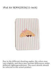 Casing Tablet Motif Garis-Garis Merah Muda Croissant yang Lucu dengan Slot Pena, Penutup Penyangga Magnetik Multi-Sudut dengan Fungsi Tidur/Bangun Otomatis - MultiWarna - View 6