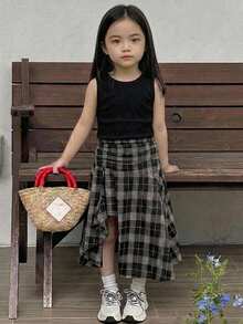 Dazy Kids 女童秋季服飾 波點無袖背心上衣 + 波點裙 2件套 夏季 - 黑色 - 查看 4