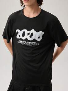 Vaulklash Men's Casual Numeric Slogan Print Round Neck Short Sleeve T-Shirt, Summer - Black - View 9