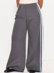 MUSERA Grey Low Waist Graphic Detail Joggers Winter Autumn Everyday Casual Going Out Weekdaze - Multicolor - View 2