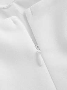SHEIN MOD Women's Solid Color Off Shoulder Puff Sleeve Dress, Graduation Dress - White - View 6