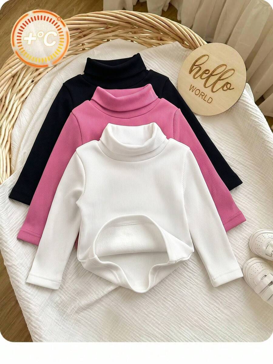 SHEIN 3件組女嬰高領上衣 - 彩色 - 查看 1