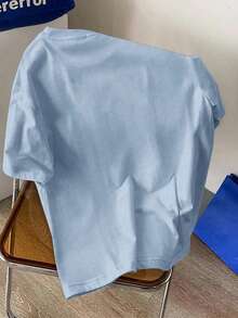 Daypath Men's Plus Size Letter Embossed Blue Knit Short Sleeve T-Shirt - Blue - View 3