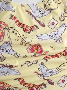 HARRY POTTER X SHEIN Women's Cartoon Print Camisole & Shorts Pajama Set - Yellow - View 5