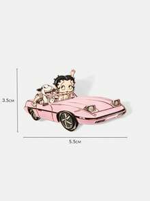 Betty Boop x SHEIN New Creative Cartoon Pattern Printing Brooch, IP Joint Design, Lovely Personalized, Simple And Generous, Can Also Be Used As Accessories, Suitable For - Pink - View 6