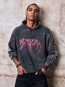 Skyrend Men Graphic Pullover Sweatshirt, Distressed Wash Slim Fit Pullover Sweatshirt For Autumn Winter Fall/Autumn/Winter Grunge - Black - View 8
