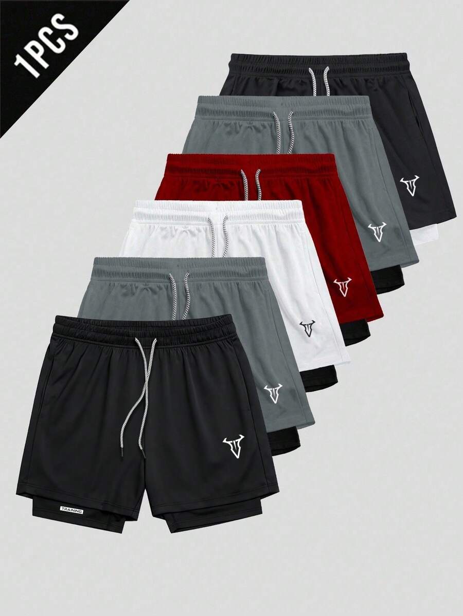Gym Rark Men's Drawstring Waist Double Layer Sports Shorts - Black - View 1