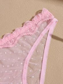 Lullawish Bohemian Sexy Lace Mesh Women's Triangle Panties - Baby Pink - View 5