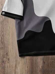 Manfinity Joysei Men's Summer Casual Colorblock Patchwork T-Shirt - Grey - View 4